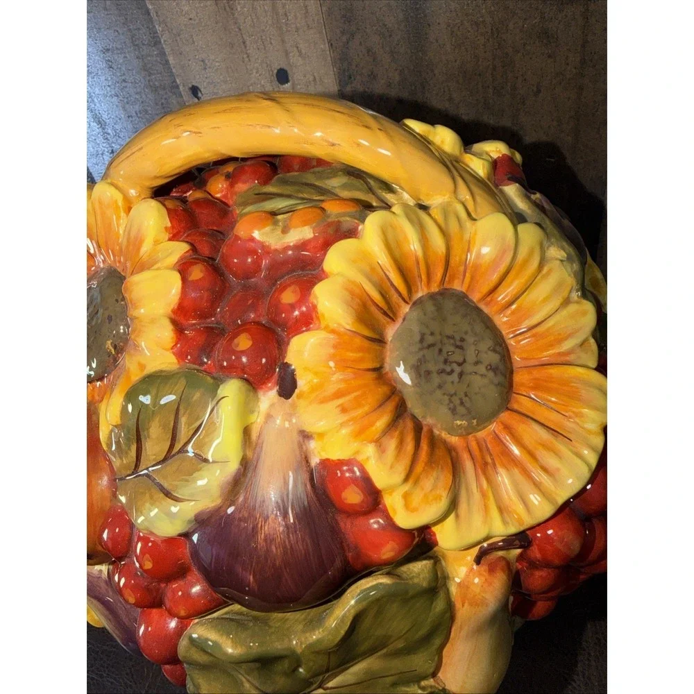 Vtg Certified International Pamela Gladding Windsor Fruit Basket Cookie Jar  12